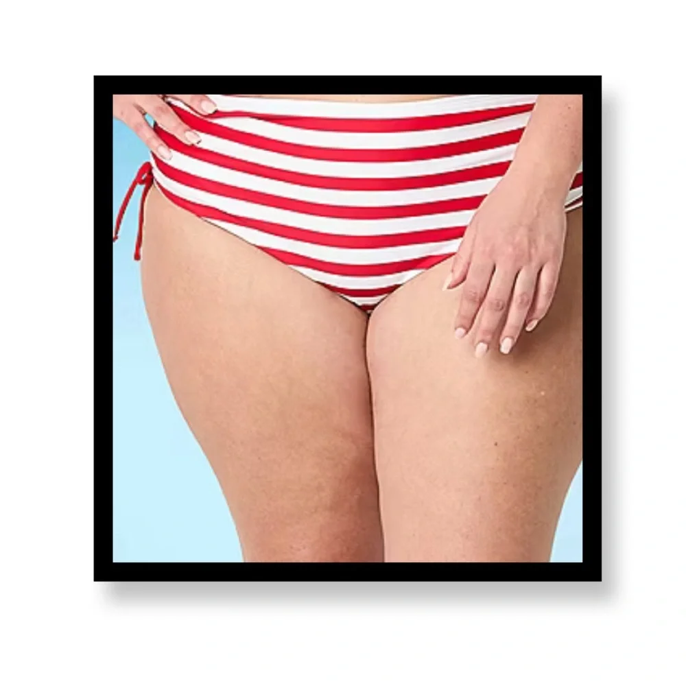 👙👙2/$15-NWT Plus Size Red and White Striped Bikini Bottom